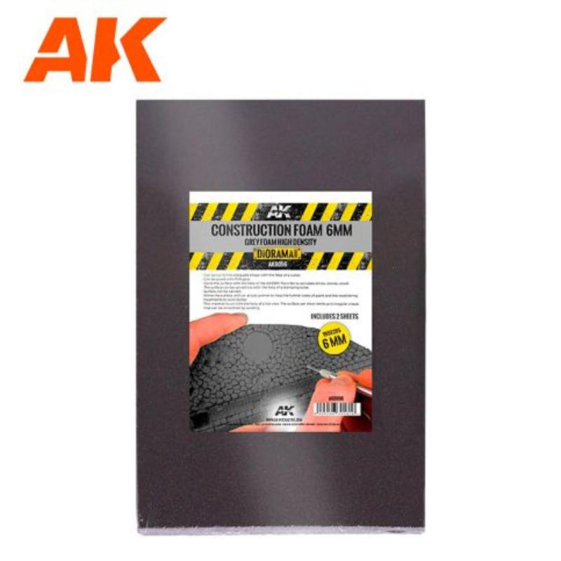 AK Interactive - Construction Foam 6mm Grey High Density 195x295mm x2