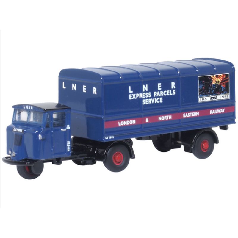 Oxford Diecast TT Gauge Scammell Mechanical Horse Van Trailer LNER