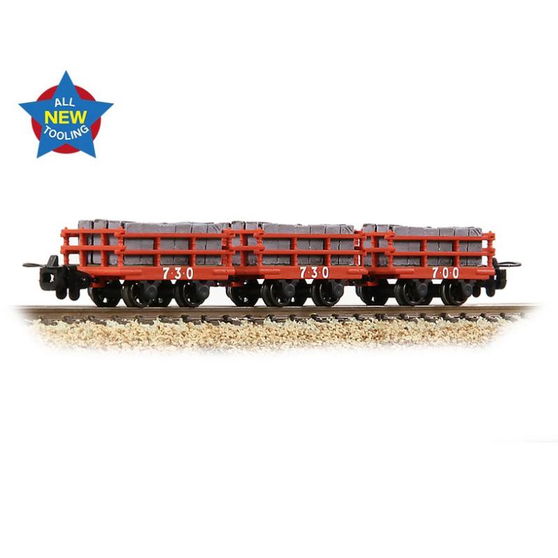 Bachmann Narrow Gauge OO-9 Dinorwic Slate Wagons with sides 3-Pack Red [WL]