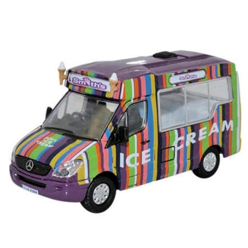 OO Gauge Oxford Diecast Whitby Mondial Mercedes Ice Cream Van Smiths