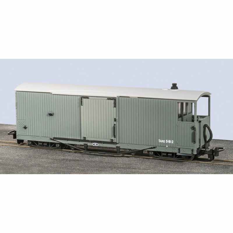 PECO OO-9 Gauge L&B 8-TON BOGIE GOODS BRAKE VAN OO-9 OPEN VERANDA - L&B UNLETTERED GREY LIVERY