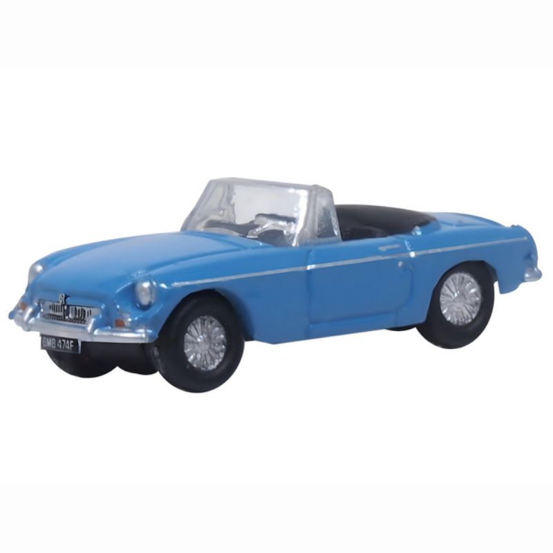 N Gauge Oxford Diecast MGB Roadster Iris Blue Dream Steam