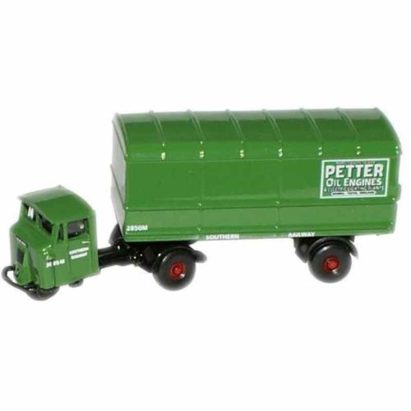 N Gauge Oxford Diecast Scammell Mechanical Horse Van Trailer Southern Railways