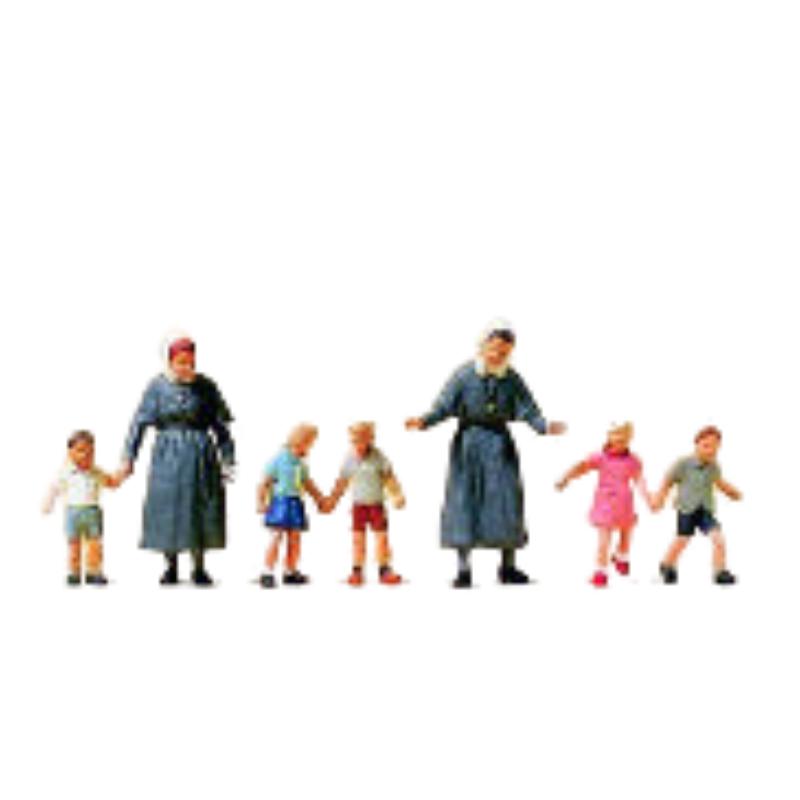 Preiser OO/HO Nuns (2) with Children (5) Exclusive Figure Set