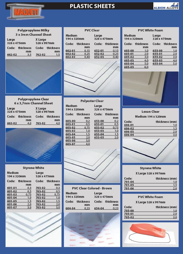 Maquett Plastic Sheet PVC Grid Straight Sheet  185mm x 290mm x 0.32mm thickness