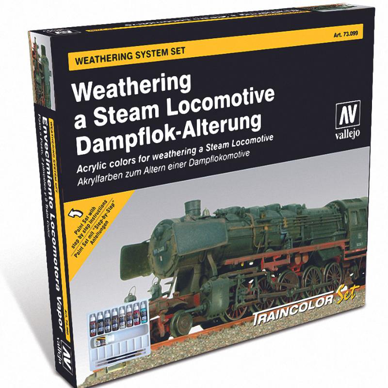 Train Color - Steam Engine Weathering Set (9 colours,2 brushes &
