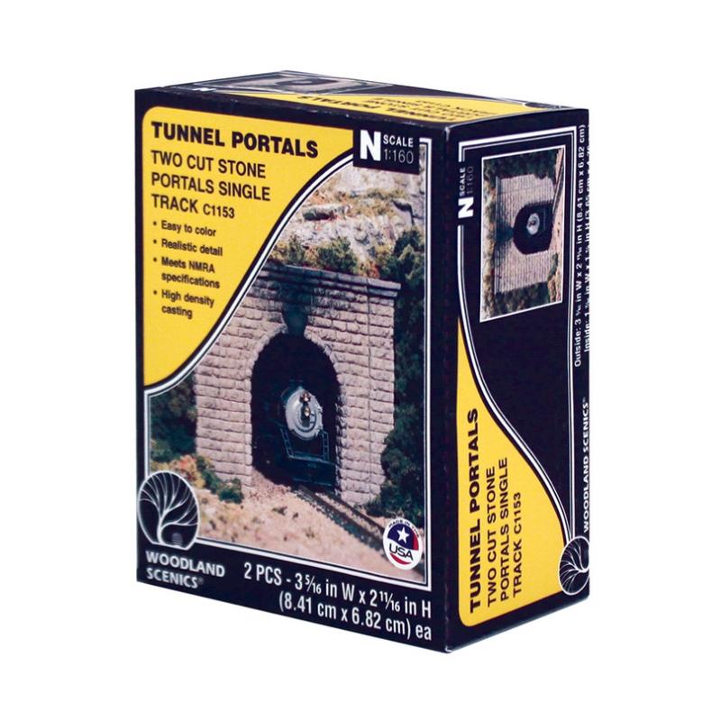 N Gauge Cut Stone Single Tunnel Portal (x2)