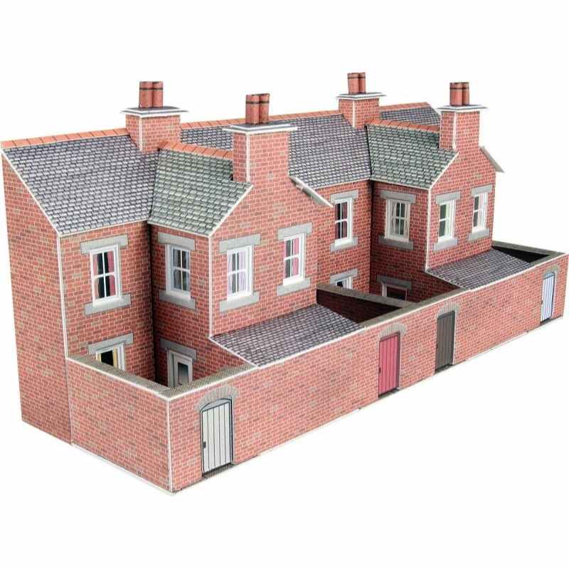Metcalfe N Scale Low Relief Terraced House Backs Red Brick Style